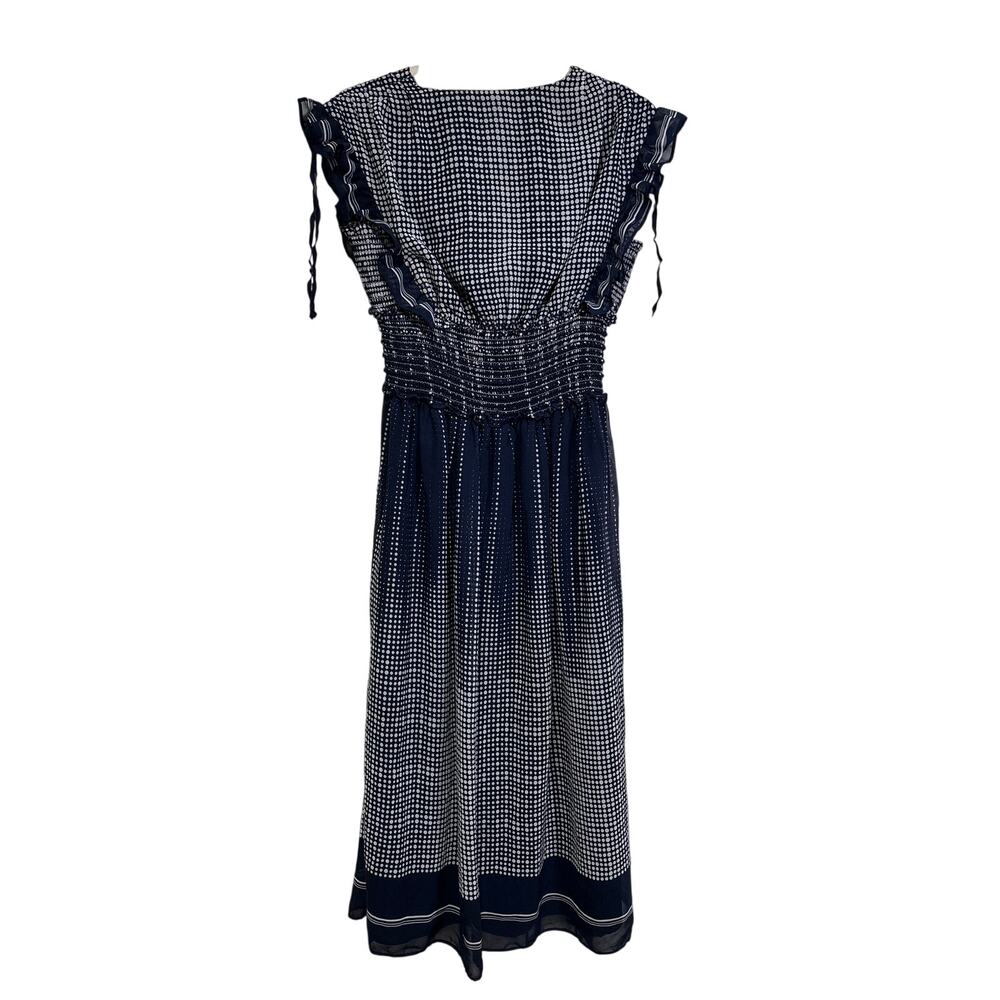 Max Studio Blue White Polka Dot Midi Dress S - Picture 7 of 7